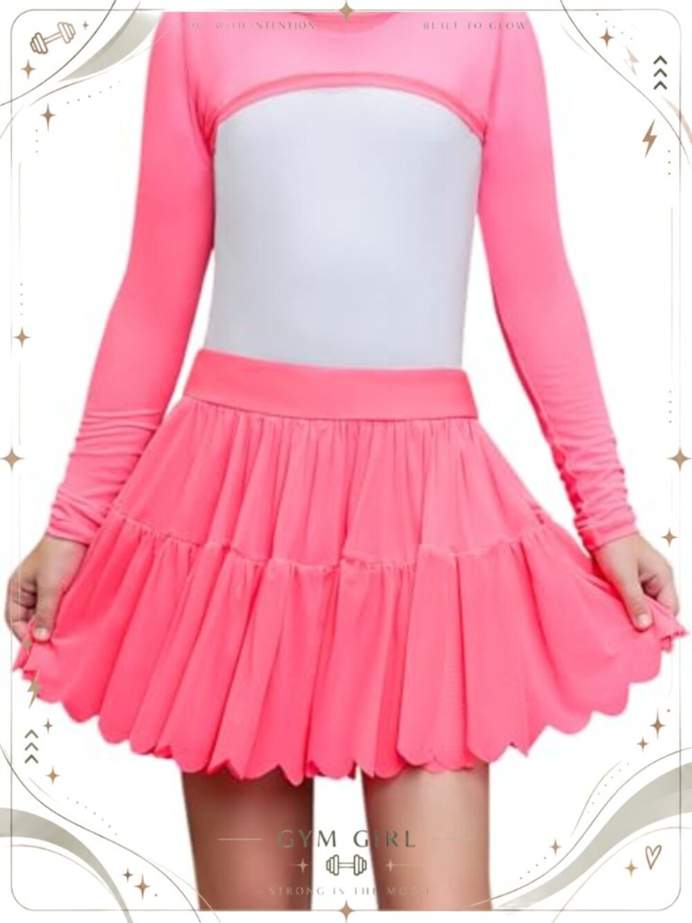 Girls Tennis Skort Ruffle Tulle Pleated Skirt with Shorts Pockets